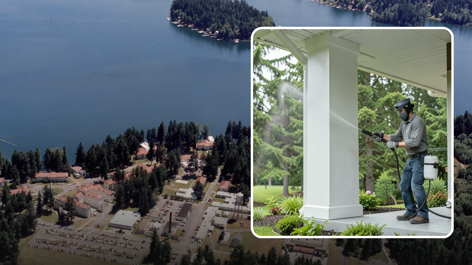 Column Cleaning in Lakewood, Pierce County, WA - We soft wash exterior columns to remove the algae streaks and grime that climb their shaded, weather-exposed surfaces.