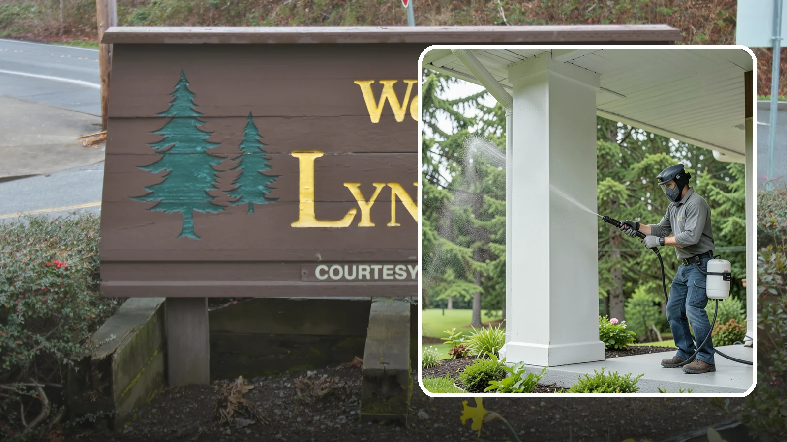 Column Cleaning in Lynnwood, Snohomish County, WA - We soft wash exterior columns to remove the algae streaks and grime that climb their shaded, weather-exposed surfaces.