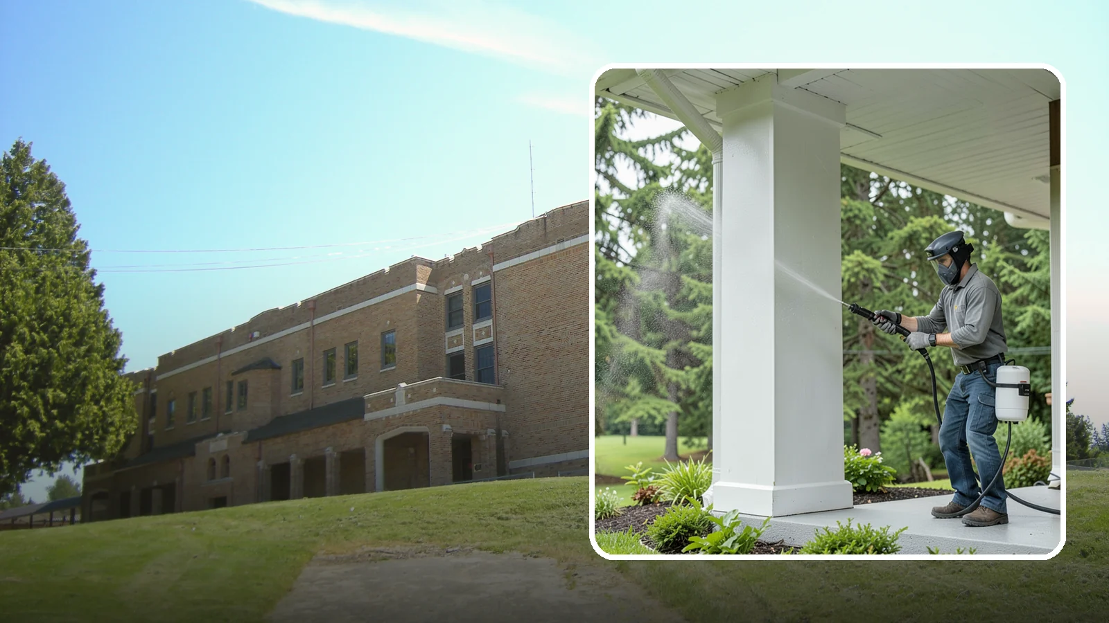 Column Cleaning in Maple Valley, King County, WA - We soft wash exterior columns to remove the algae streaks and grime that climb their shaded, weather-exposed surfaces.