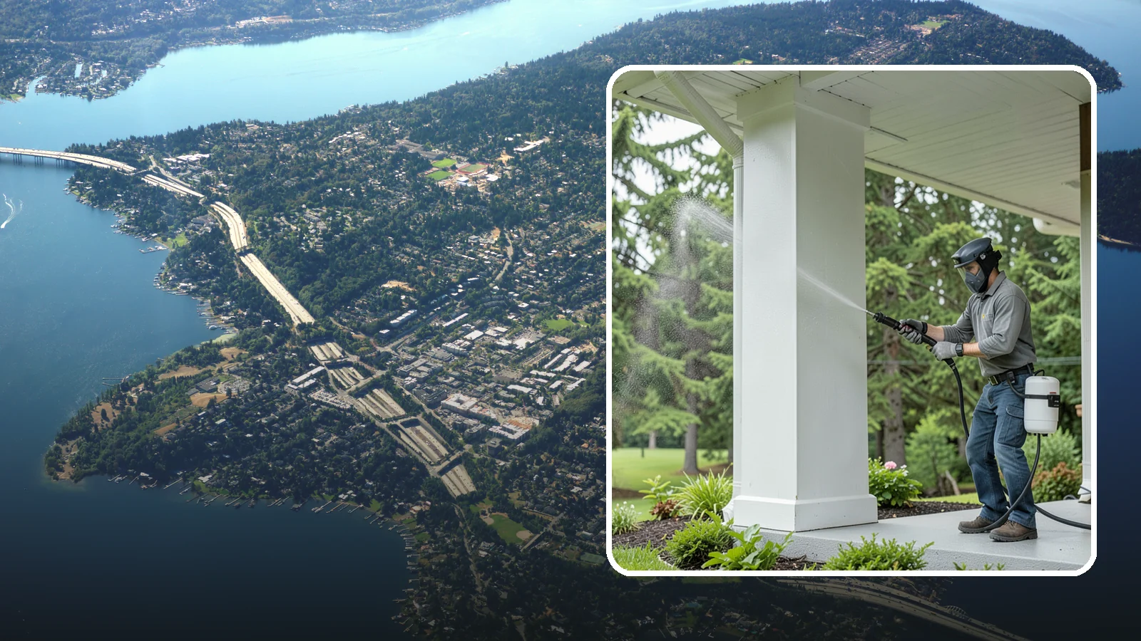 Column Cleaning in Mercer Island, King County, WA - We soft wash exterior columns to remove the algae streaks and grime that climb their shaded, weather-exposed surfaces.