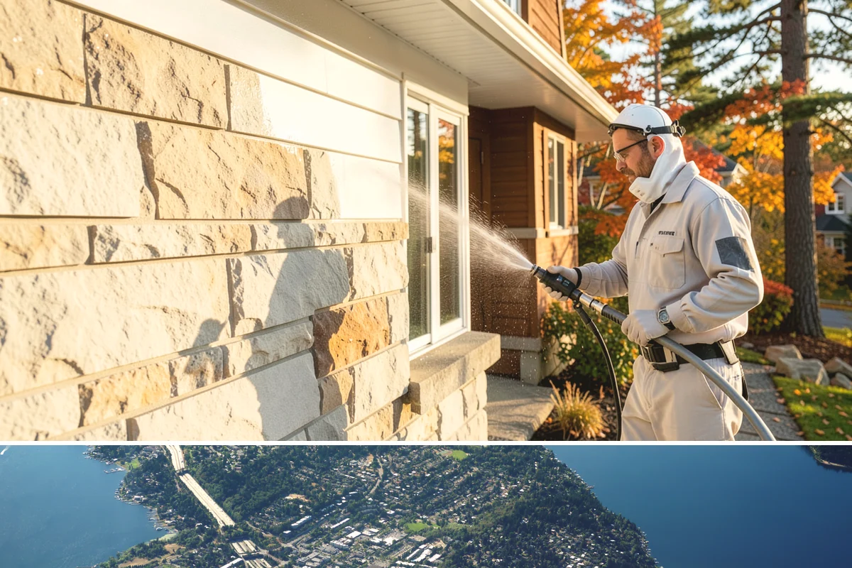 Column Cleaning in Mercer Island, King County, WA - Wash columns in spring to strip the algae streaks that develop through months of Northwest rain.