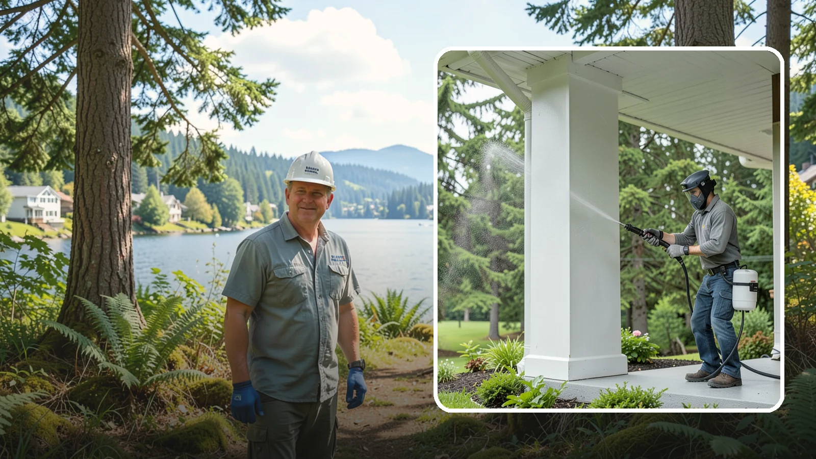 Column Cleaning in Milton, King County, WA - We soft wash exterior columns to remove the algae streaks and grime that climb their shaded, weather-exposed surfaces.