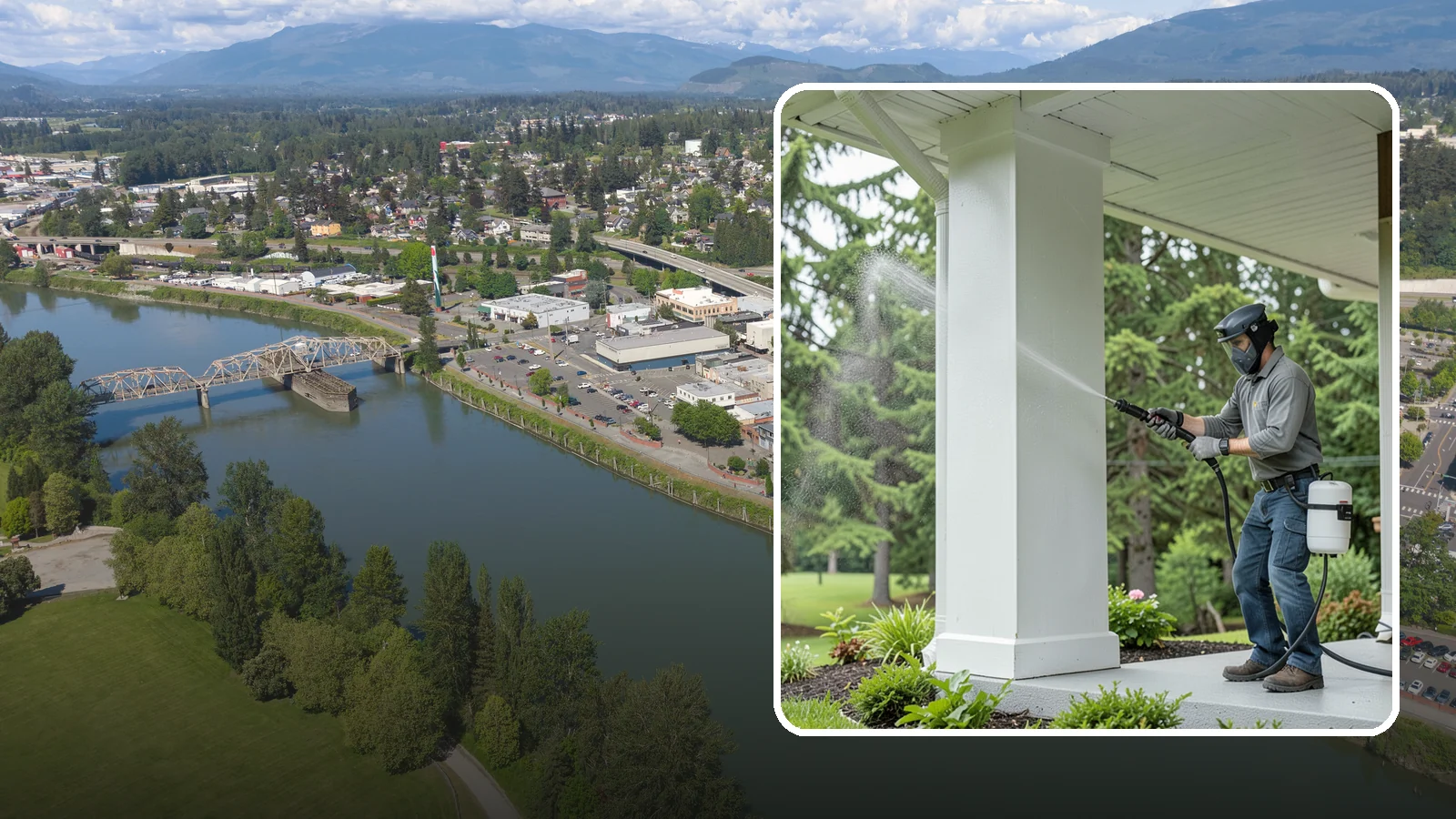 Column Cleaning in Mount Vernon, Skagit County, WA - We soft wash exterior columns to remove the algae streaks and grime that climb their shaded, weather-exposed surfaces.