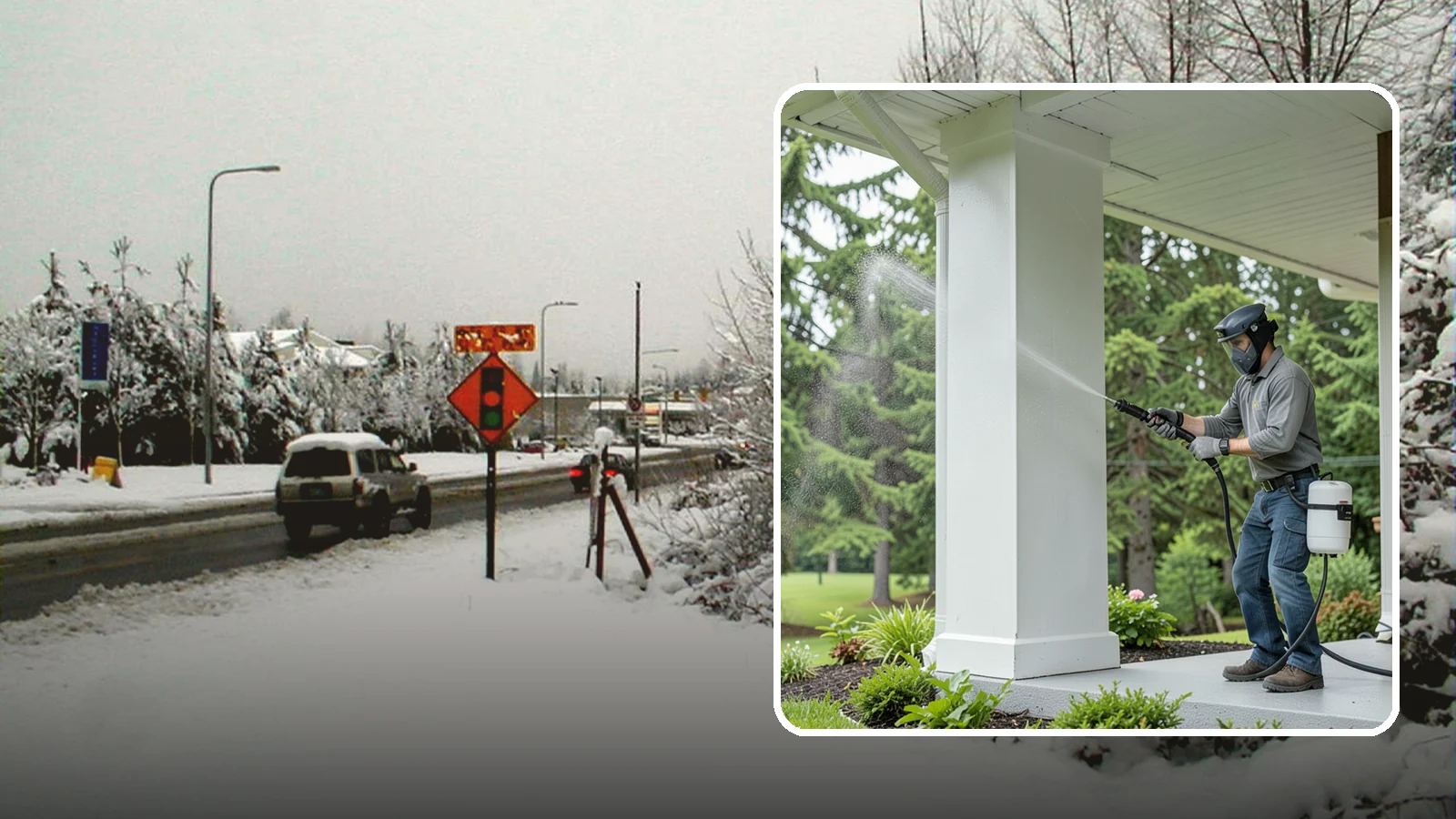 Column Cleaning in Newcastle, King County, WA - We soft wash exterior columns to remove the algae streaks and grime that climb their shaded, weather-exposed surfaces.