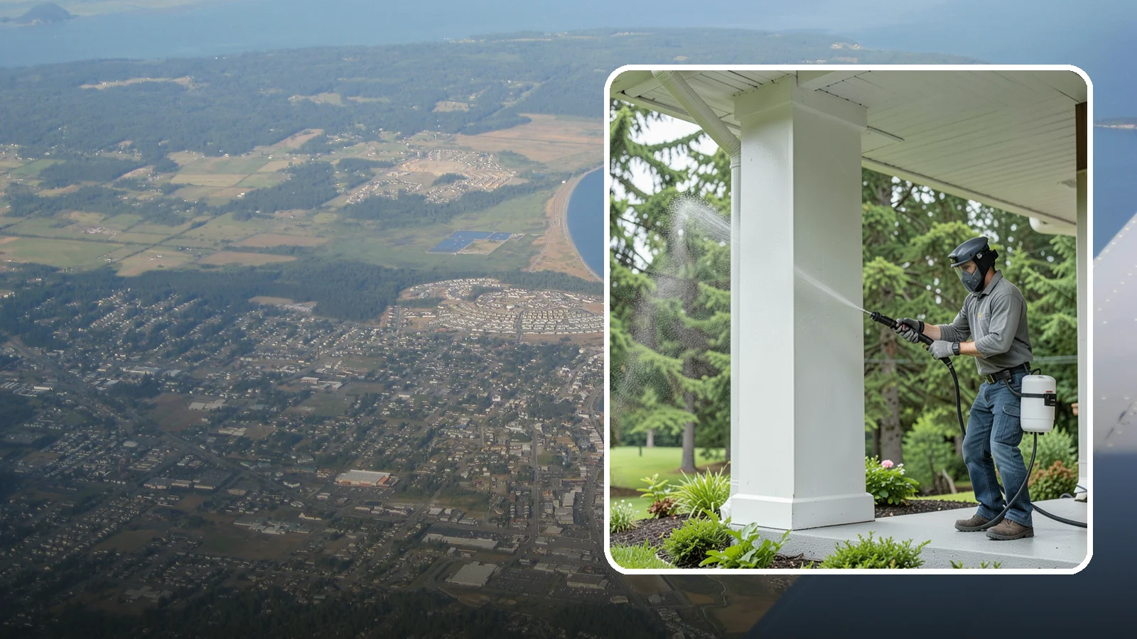 Column Cleaning in Oak Harbor, Island County, WA - We soft wash exterior columns to remove the algae streaks and grime that climb their shaded, weather-exposed surfaces.