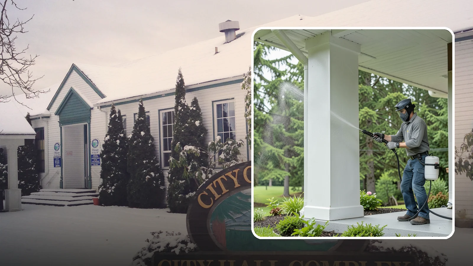 Column Cleaning in Pacific, King County, WA - We soft wash exterior columns to remove the algae streaks and grime that climb their shaded, weather-exposed surfaces.