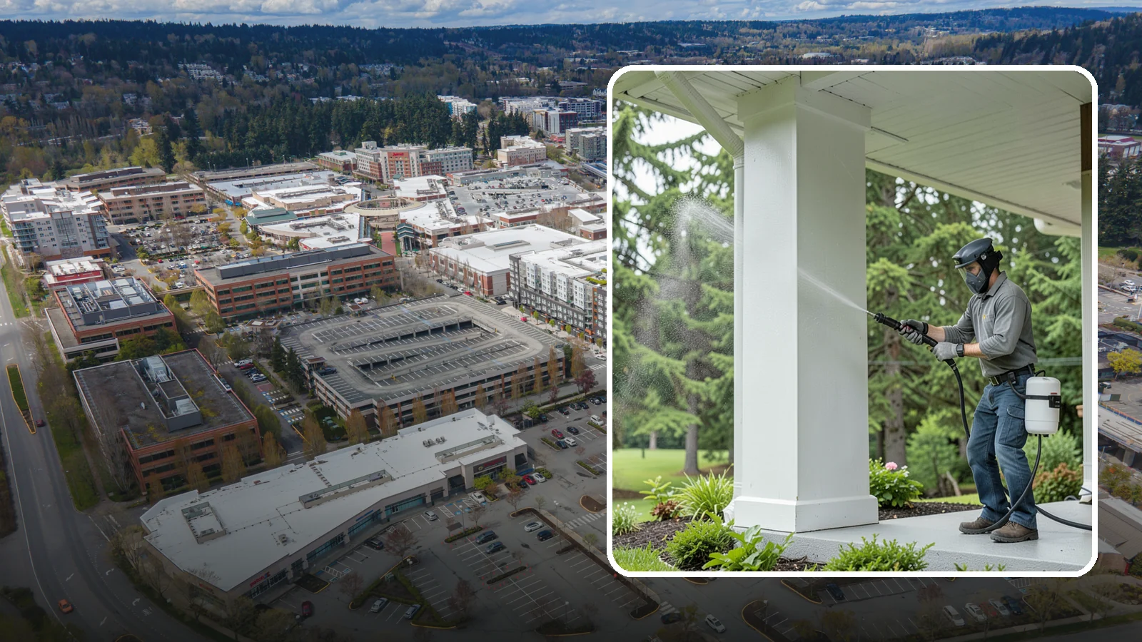 Column Cleaning in Redmond, King County, WA - We soft wash exterior columns to remove the algae streaks and grime that climb their shaded, weather-exposed surfaces.