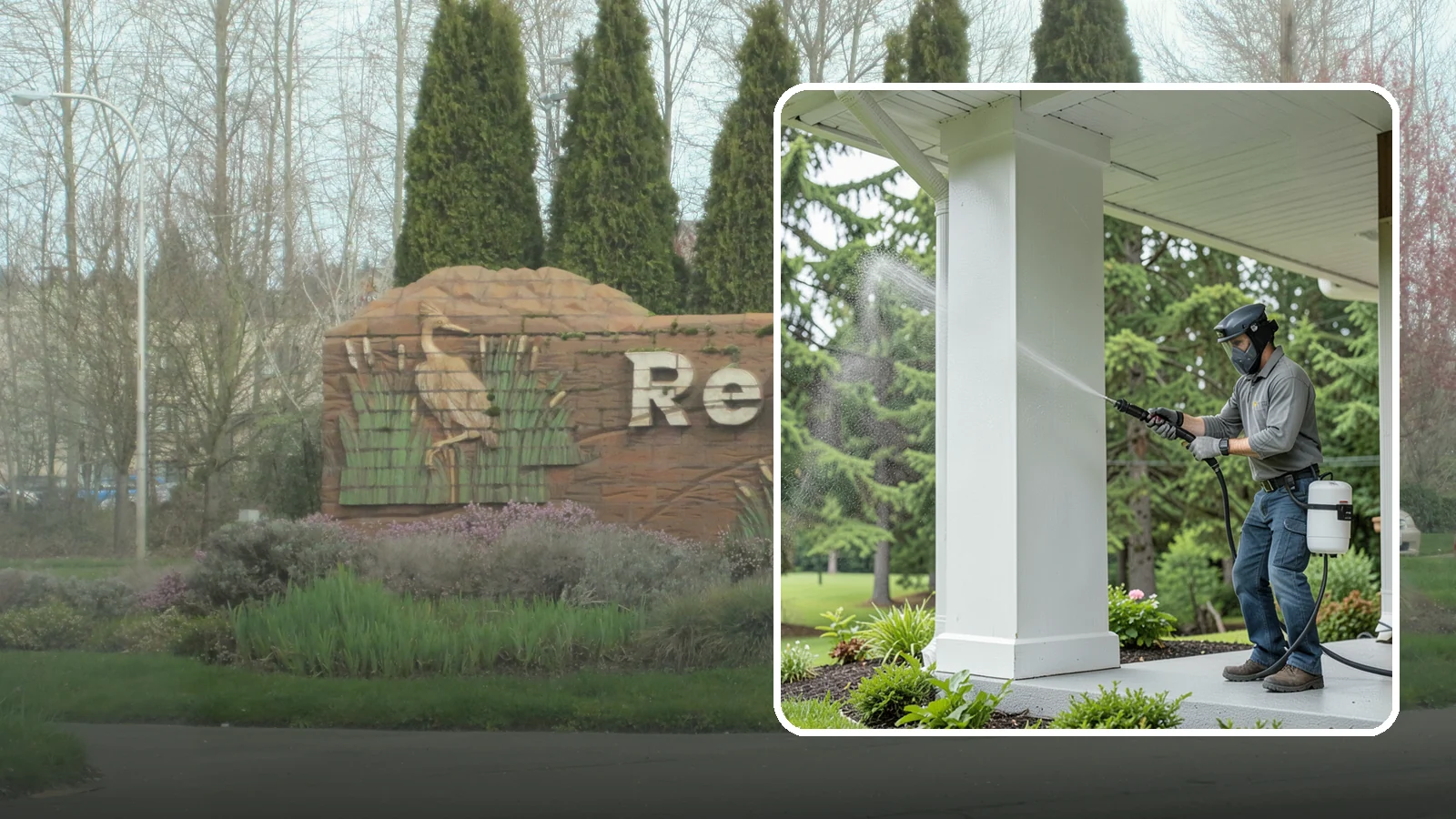 Column Cleaning in Renton, King County, WA - We soft wash exterior columns to remove the algae streaks and grime that climb their shaded, weather-exposed surfaces.
