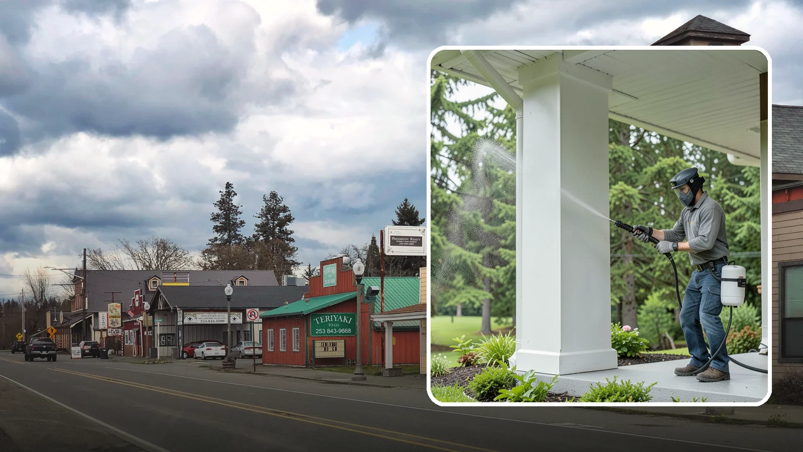 Column Cleaning in Roy, Pierce County, WA - We soft wash exterior columns to remove the algae streaks and grime that climb their shaded, weather-exposed surfaces.