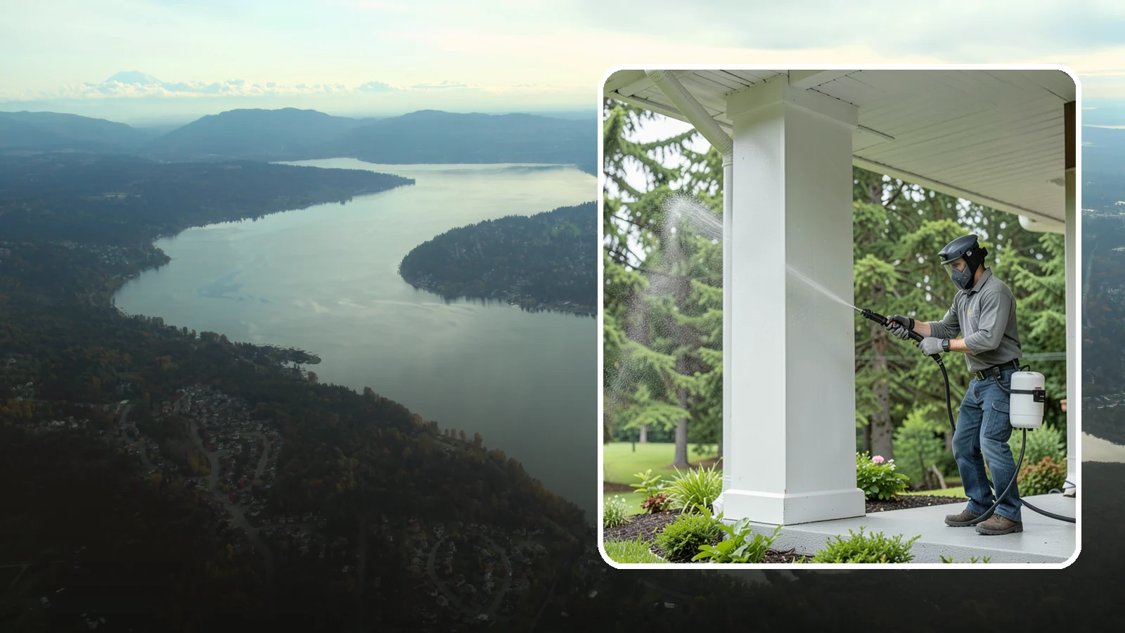 Column Cleaning in Sammamish, King County, WA - We soft wash exterior columns to remove the algae streaks and grime that climb their shaded, weather-exposed surfaces.