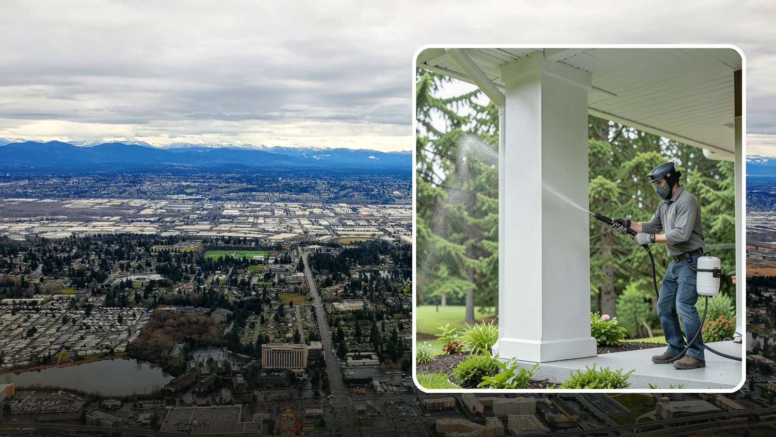Column Cleaning in SeaTac, King County, WA - We soft wash exterior columns to remove the algae streaks and grime that climb their shaded, weather-exposed surfaces.