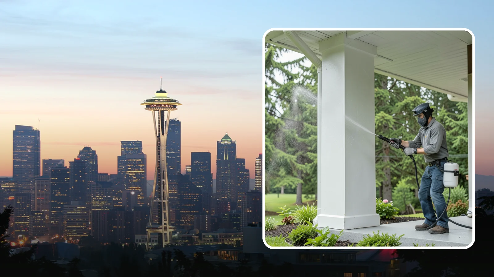 Column Cleaning in Seattle, King County, WA - We soft wash exterior columns to remove the algae streaks and grime that climb their shaded, weather-exposed surfaces.