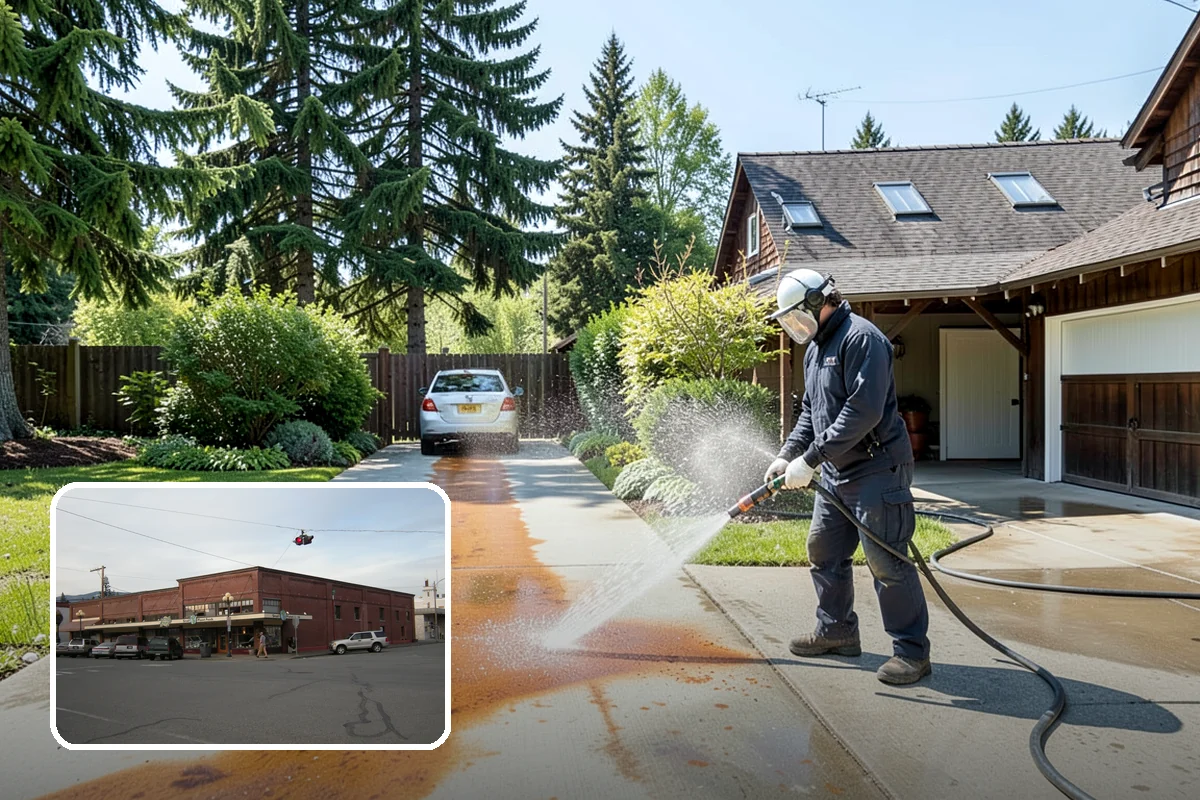 Column Cleaning in Sedro-Woolley, Skagit County, WA - Removes vertical algae and rain streaking from column faces