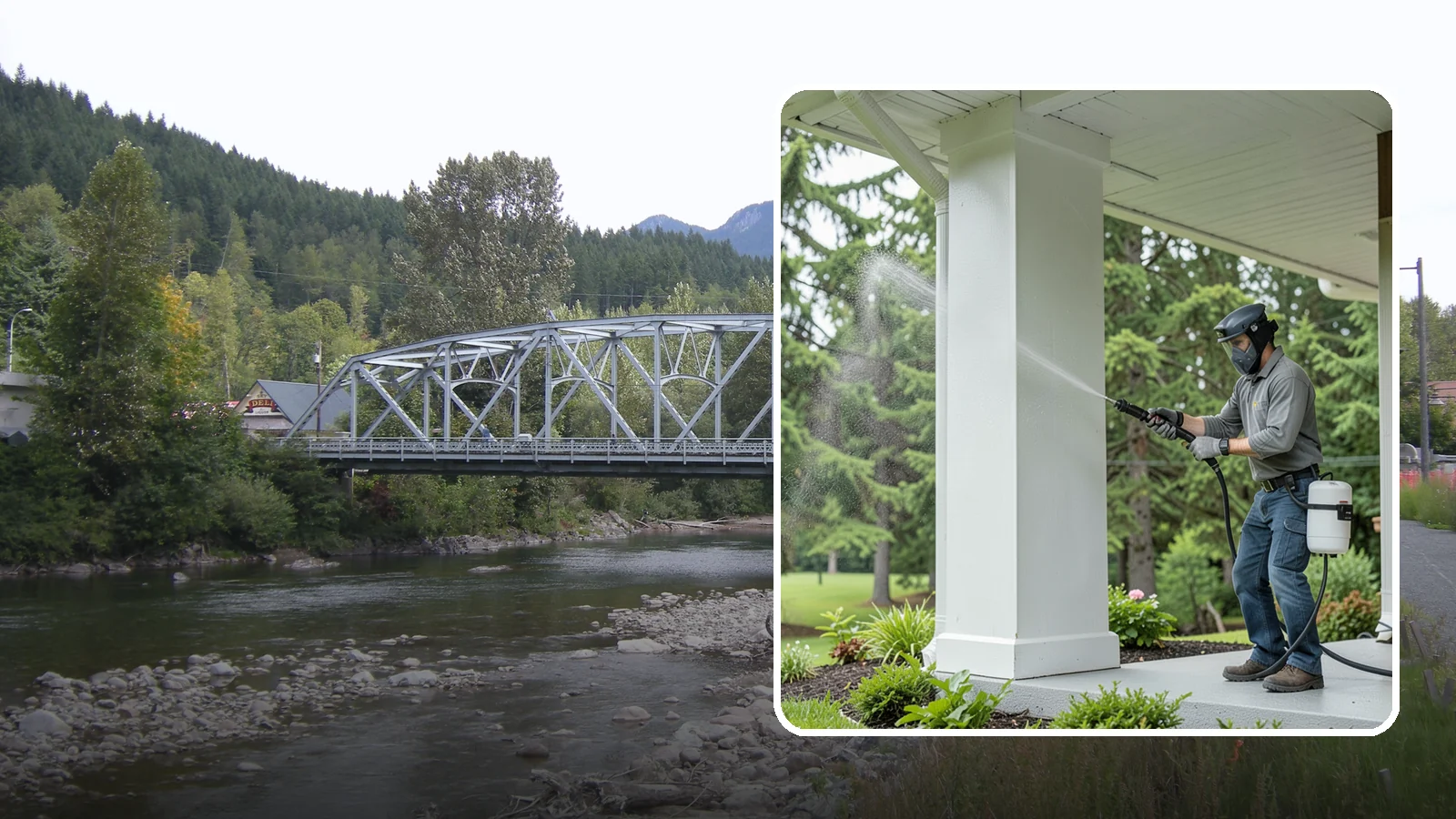 Column Cleaning in Skykomish, King County, WA - We soft wash exterior columns to remove the algae streaks and grime that climb their shaded, weather-exposed surfaces.