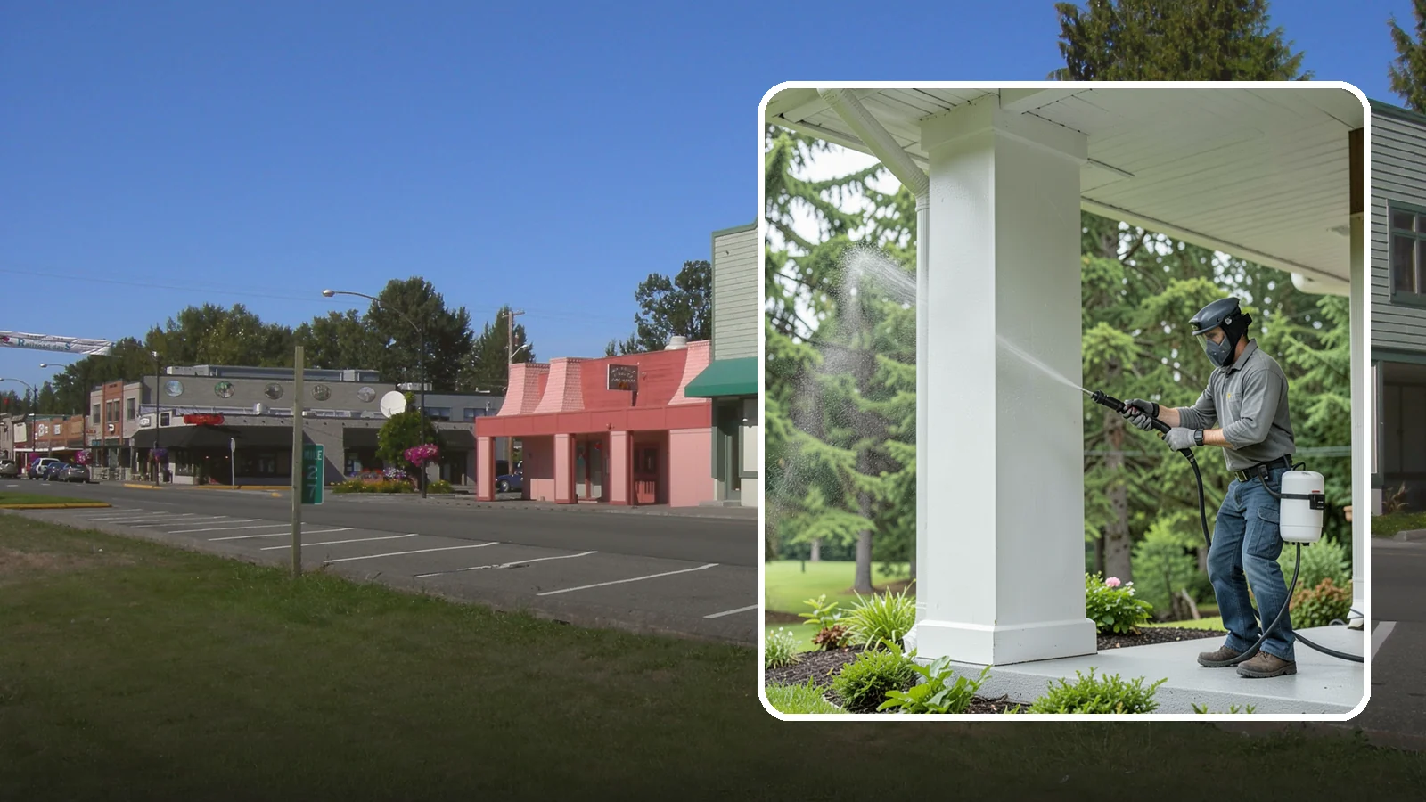 Column Cleaning in Snoqualmie, King County, WA - We soft wash exterior columns to remove the algae streaks and grime that climb their shaded, weather-exposed surfaces.