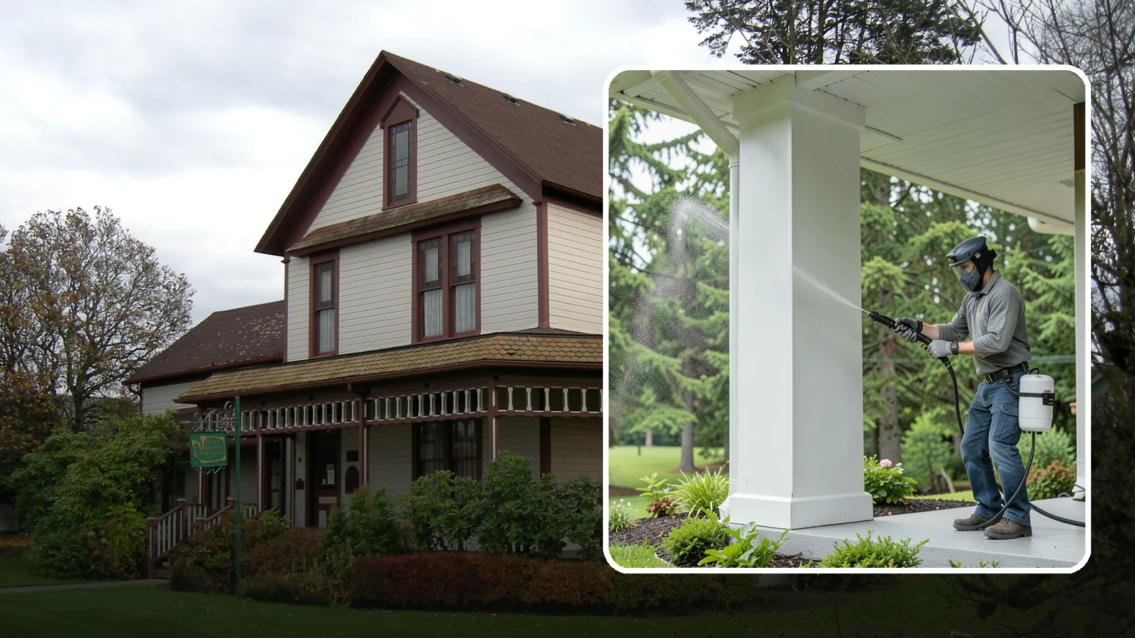 Column Cleaning in Sumner, Pierce County, WA - We soft wash exterior columns to remove the algae streaks and grime that climb their shaded, weather-exposed surfaces.