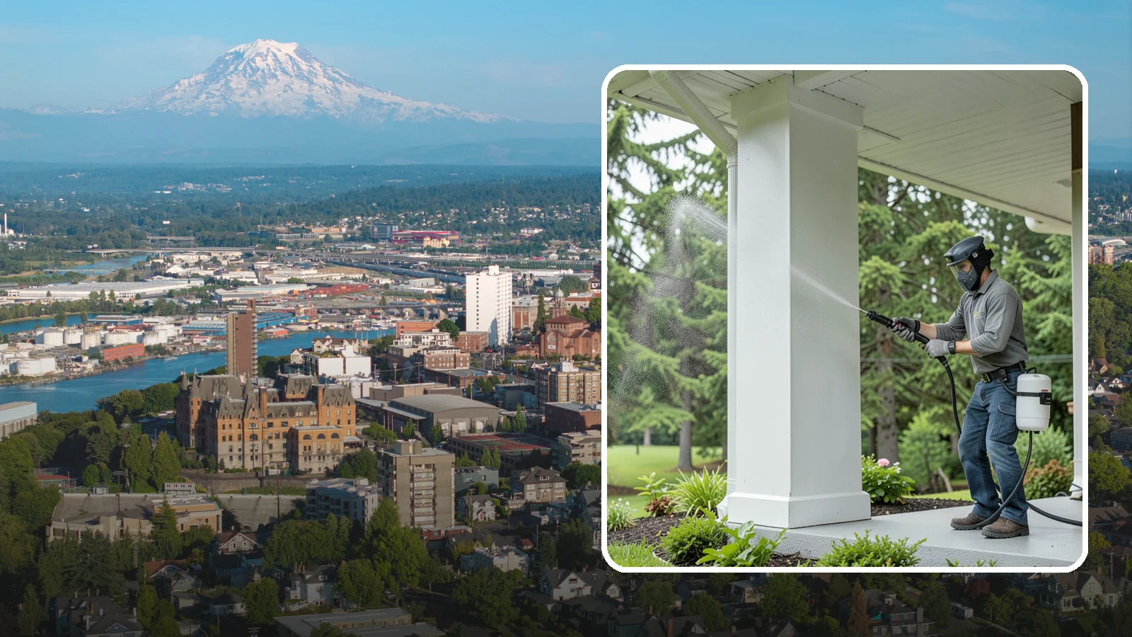 Column Cleaning in Tacoma, Pierce County, WA - We soft wash exterior columns to remove the algae streaks and grime that climb their shaded, weather-exposed surfaces.