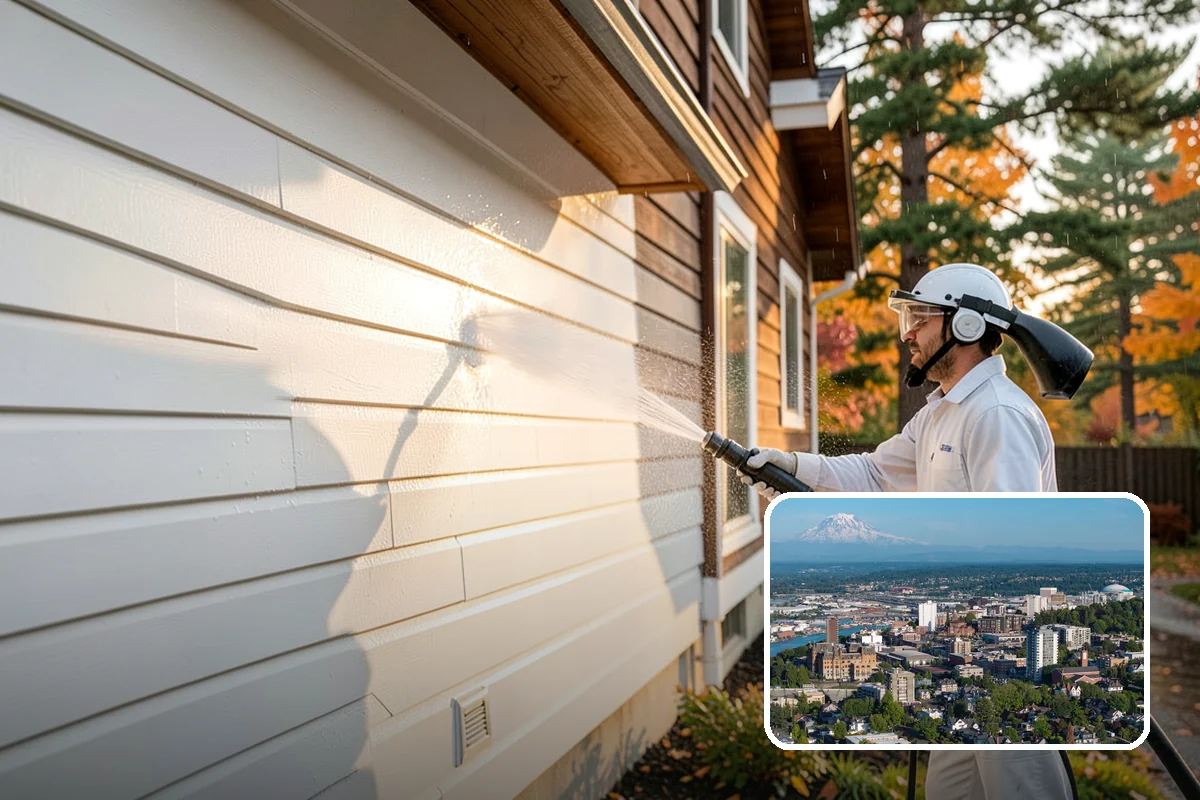 Column Cleaning in Tacoma, Pierce County, WA - Removes vertical algae and rain streaking from column faces