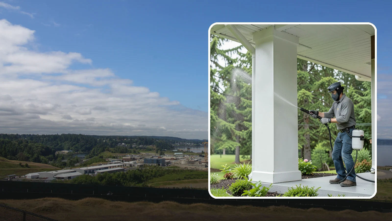 Column Cleaning in University Place, Pierce County, WA - We soft wash exterior columns to remove the algae streaks and grime that climb their shaded, weather-exposed surfaces.