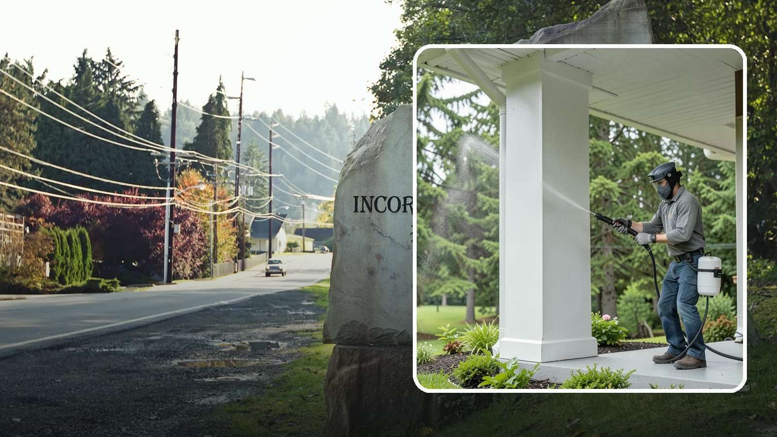 Column Cleaning in Wilkeson, Pierce County, WA - We soft wash exterior columns to remove the algae streaks and grime that climb their shaded, weather-exposed surfaces.