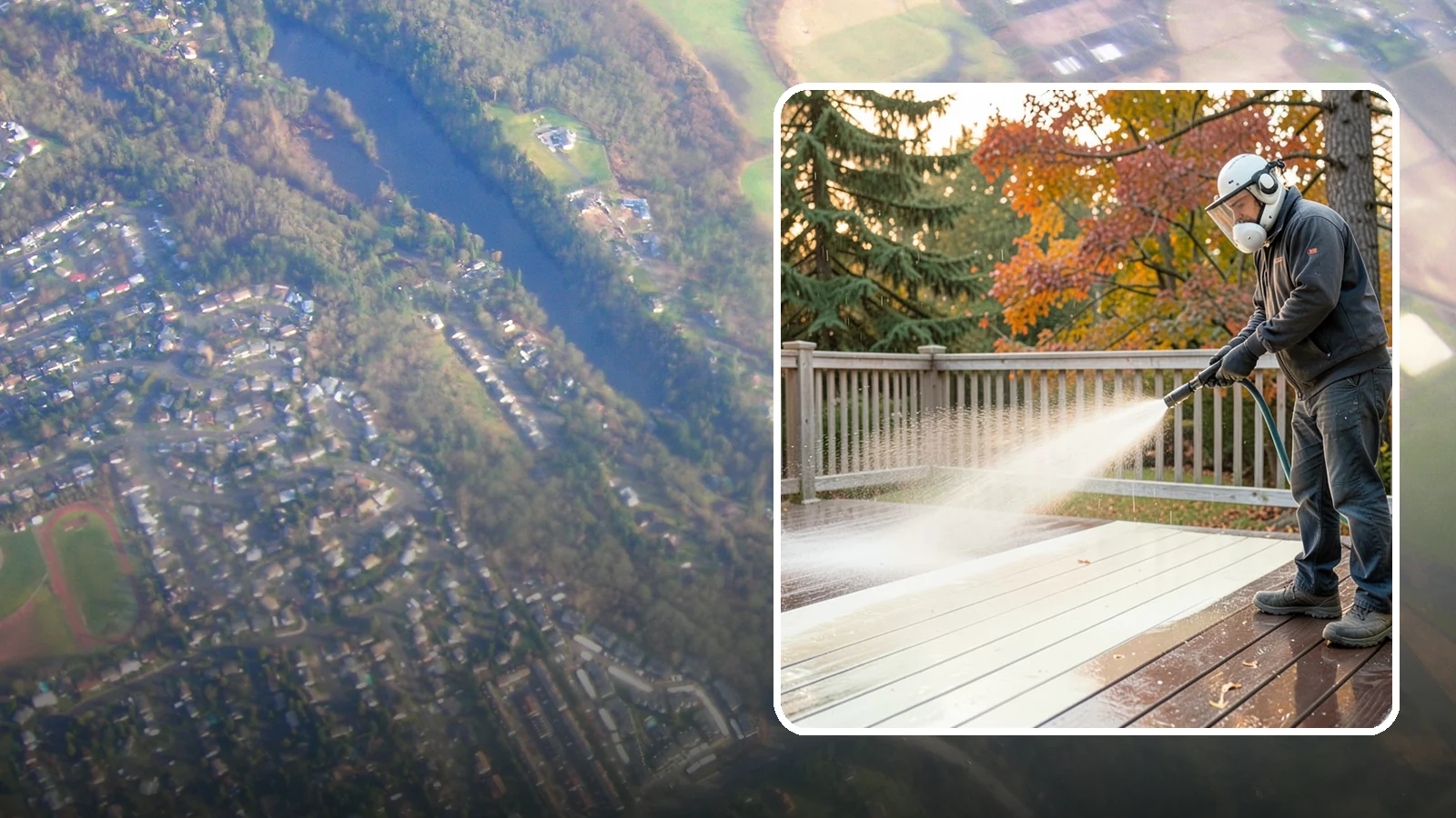 Composite Deck Cleaning in Algona, King County, WA - Clean composite decking to clear the mold and algae that even Trex-style boards grow in the Northwest.