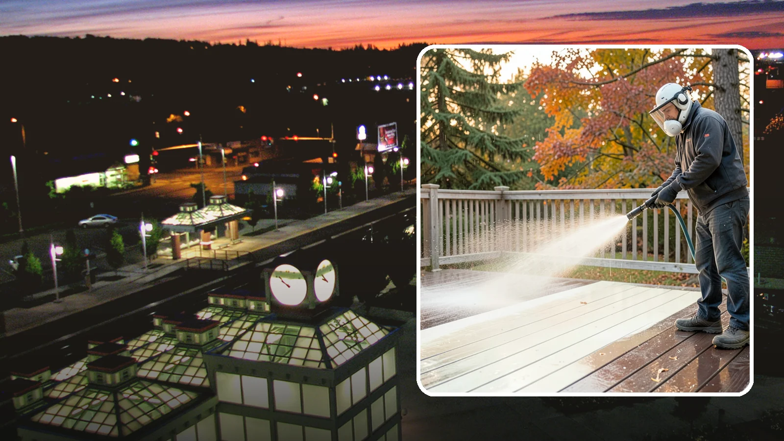 Composite Deck Cleaning in Auburn, King County, WA - Clean composite decking to clear the mold and algae that even Trex-style boards grow in the Northwest.