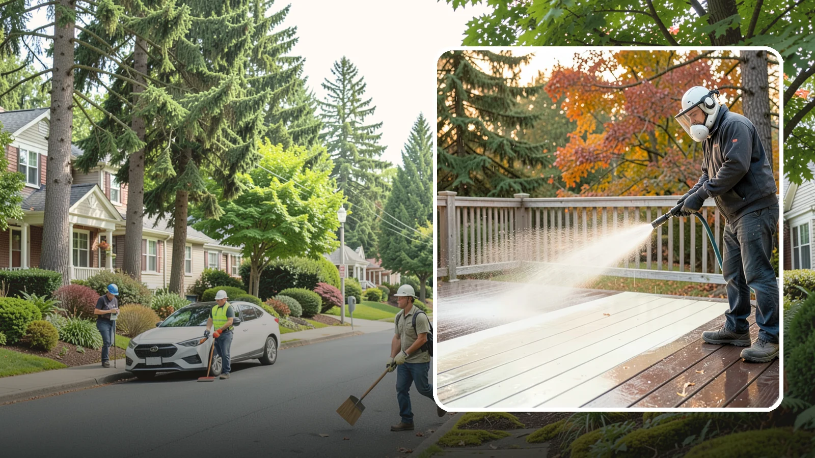 Composite Deck Cleaning in Beaux Arts Village, King County, WA - Clean composite decking to clear the mold and algae that even Trex-style boards grow in the Northwest.