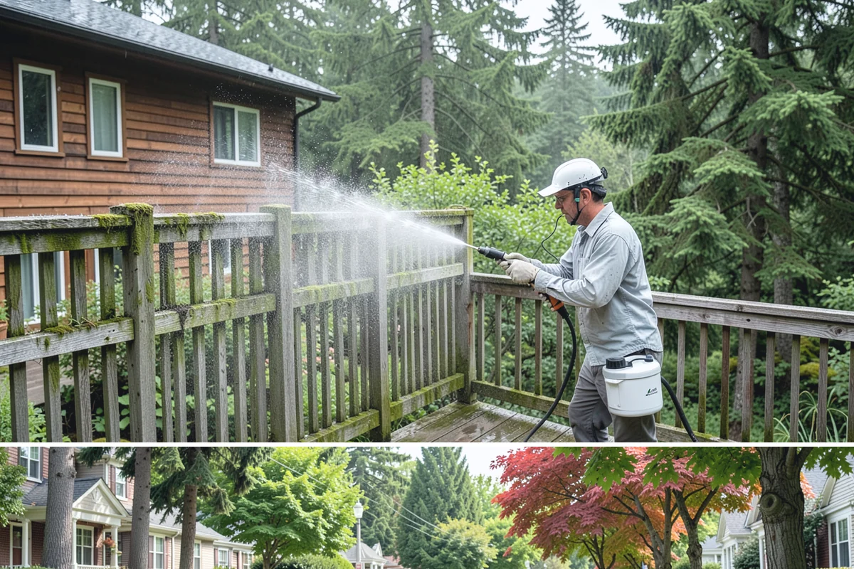 Composite Deck Cleaning in Beaux Arts Village, King County, WA - Composite decks can be cleaned spring through fall, ideally before summer entertaining.