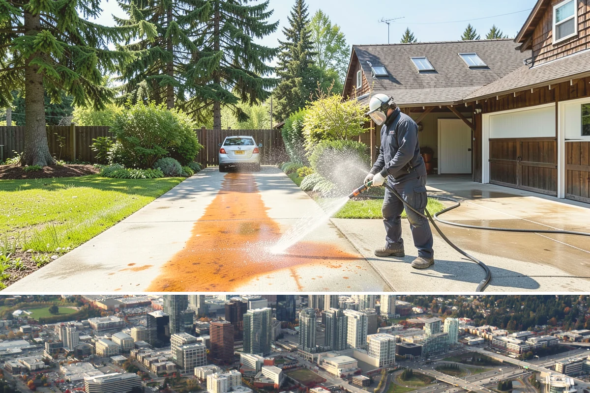 Composite Deck Cleaning in Bellevue, King County, WA - Composite decks can be cleaned spring through fall, ideally before summer entertaining.