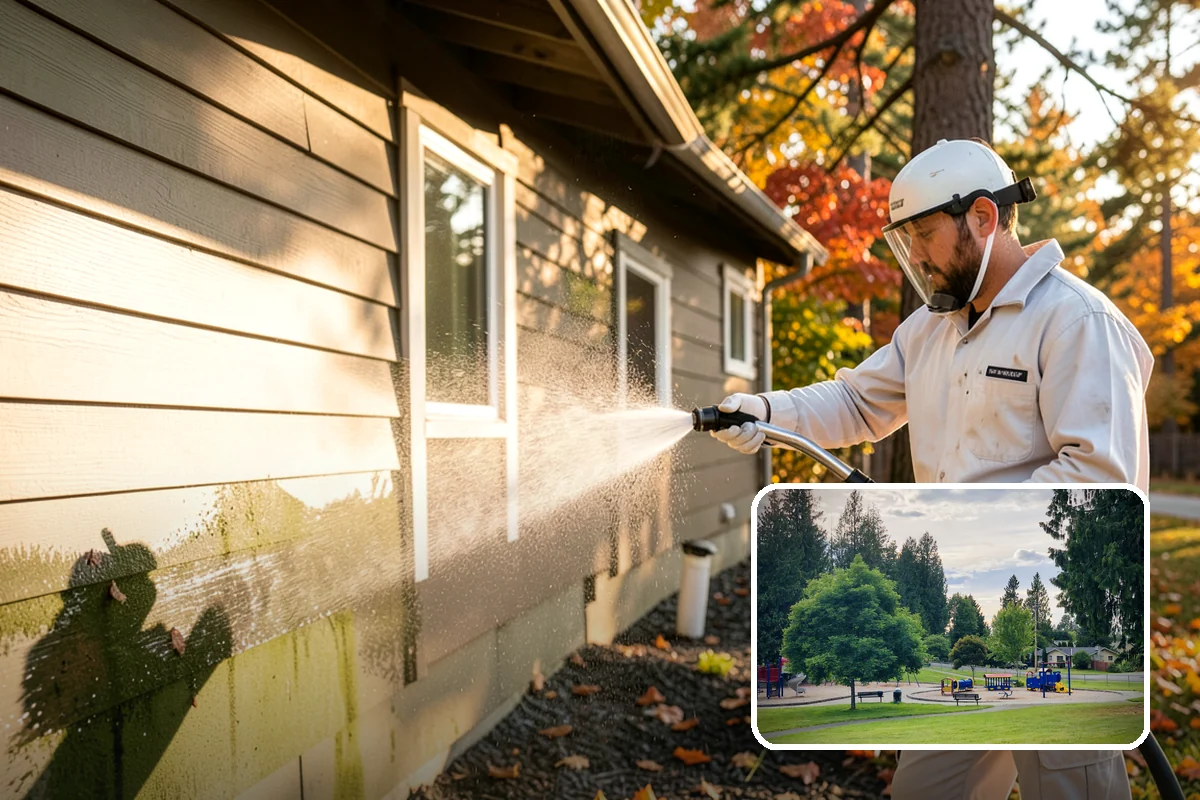 Composite Deck Cleaning in Bonney Lake, Pierce County, WA - Clears mold and algae from textured grain