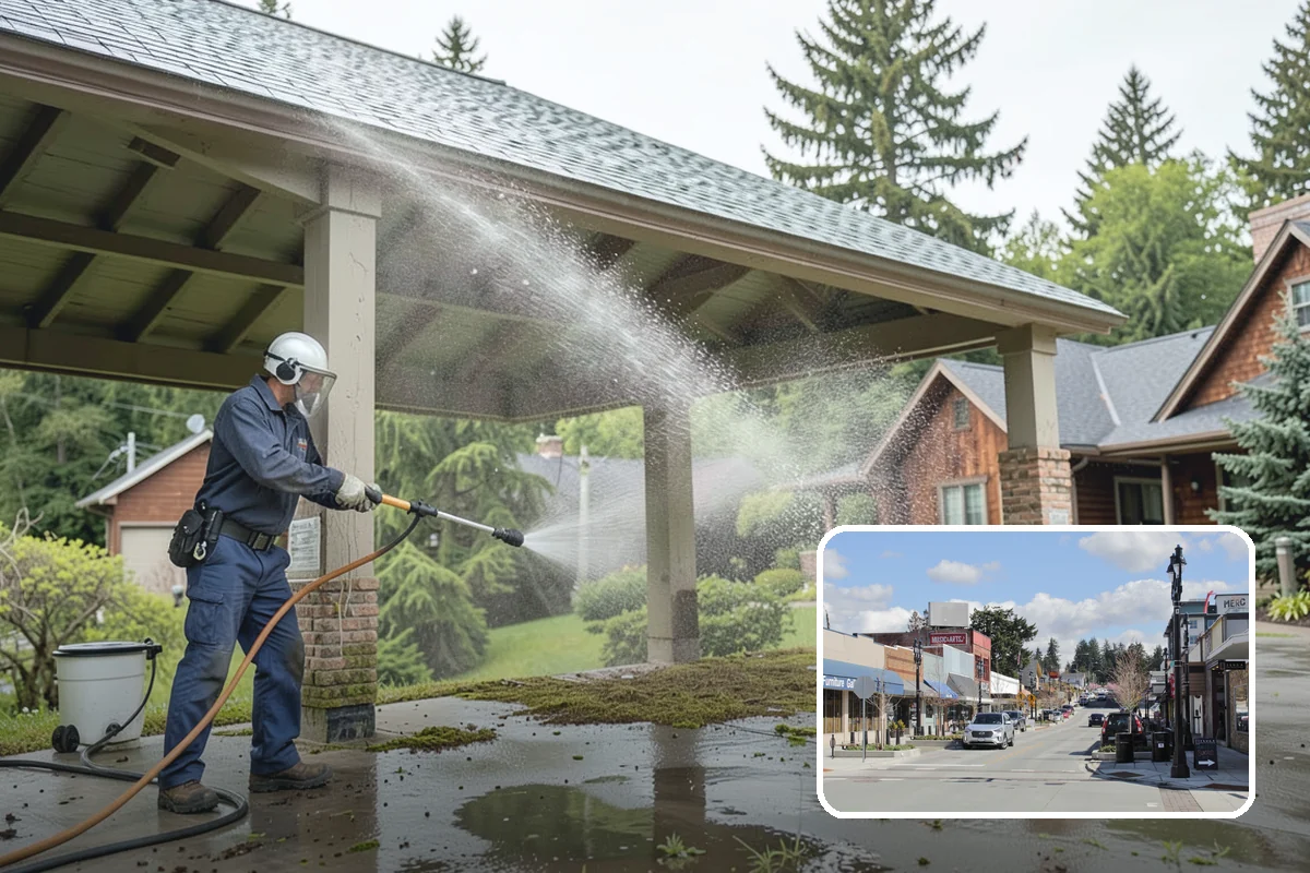 Composite Deck Cleaning in Bothell, King County, WA - Clears mold and algae from textured grain