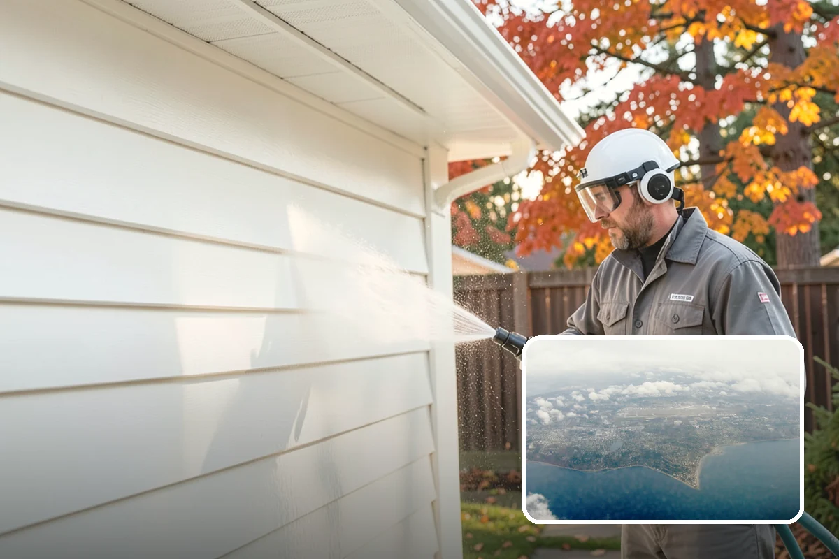 Composite Deck Cleaning in Burien, King County, WA - Clears mold and algae from textured grain