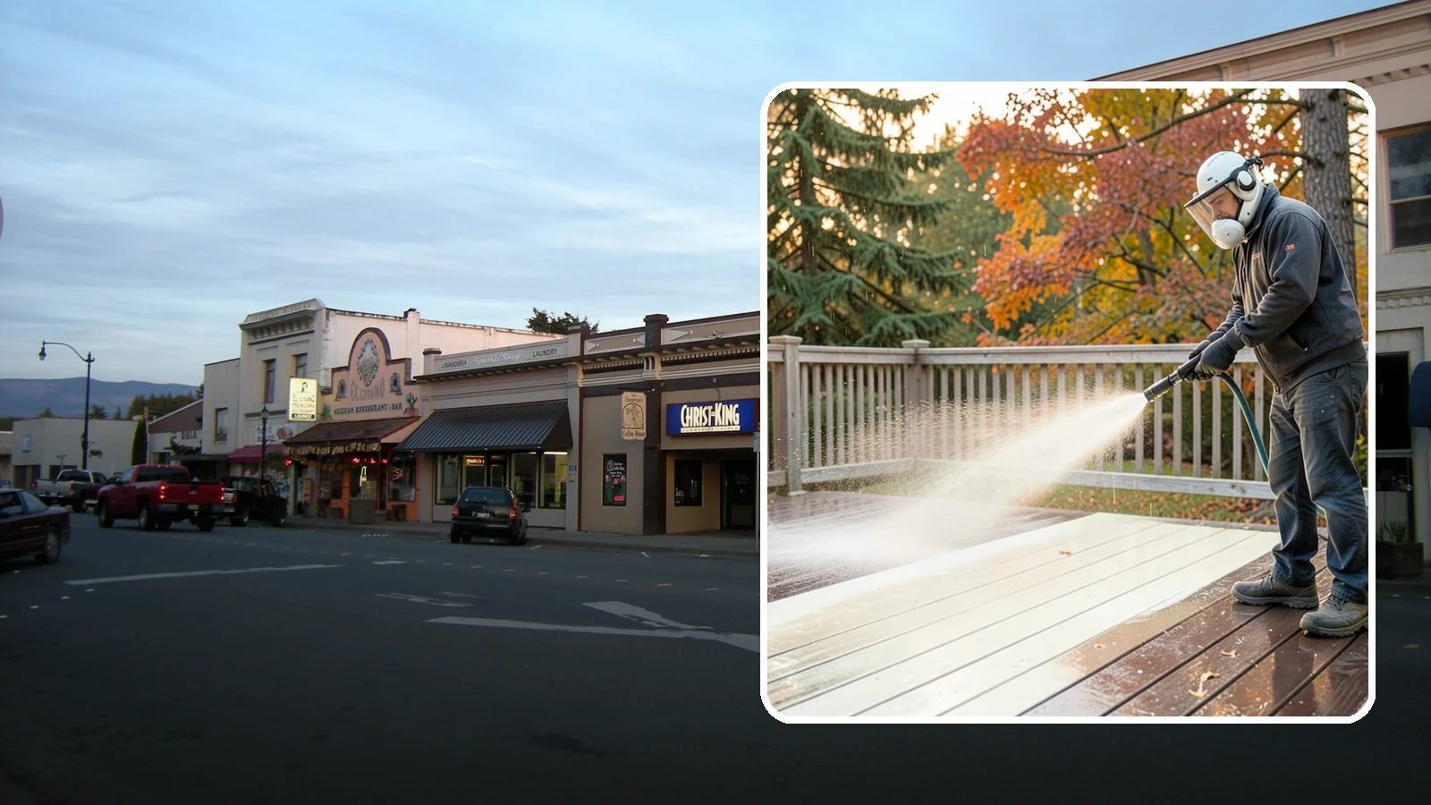 Composite Deck Cleaning in Burlington, Skagit County, WA - Clean composite decking to clear the mold and algae that even Trex-style boards grow in the Northwest.