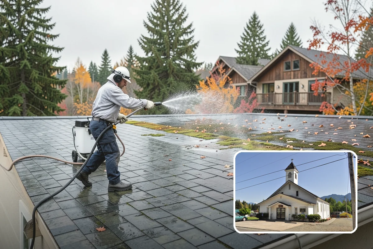 Composite Deck Cleaning in Concrete, Skagit County, WA - Clears mold and algae from textured grain