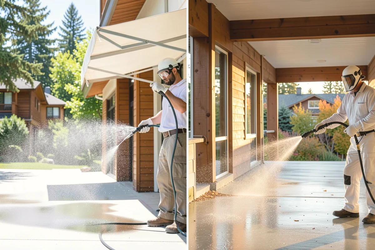 Composite Deck Cleaning in Covington, King County, WA - Clear the deck and rinse loose debris