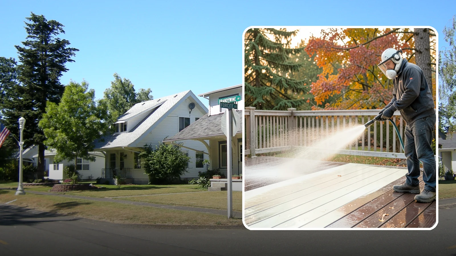 Composite Deck Cleaning in DuPont, Pierce County, WA - Clean composite decking to clear the mold and algae that even Trex-style boards grow in the Northwest.