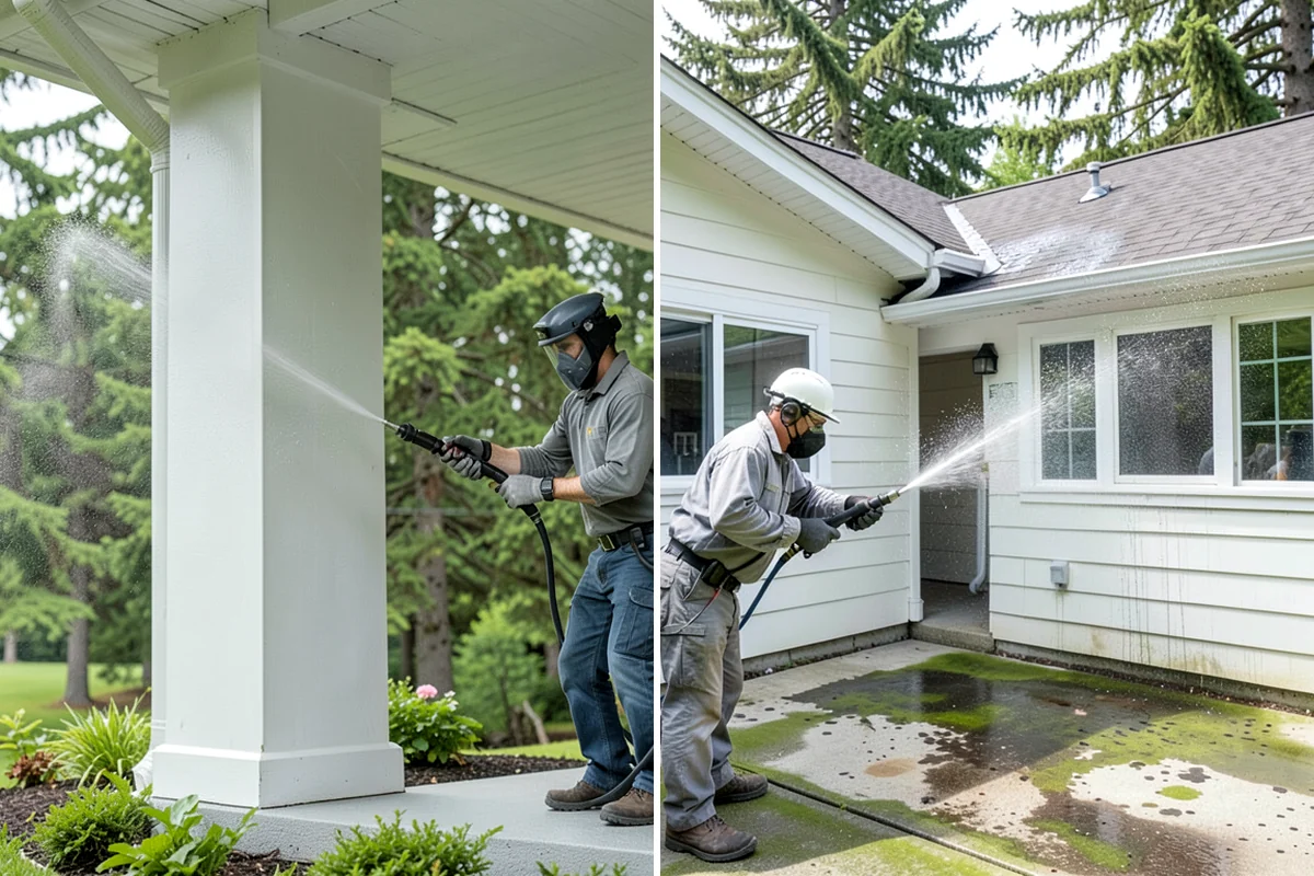 Composite Deck Cleaning in DuPont, Pierce County, WA - Clear the deck and rinse loose debris