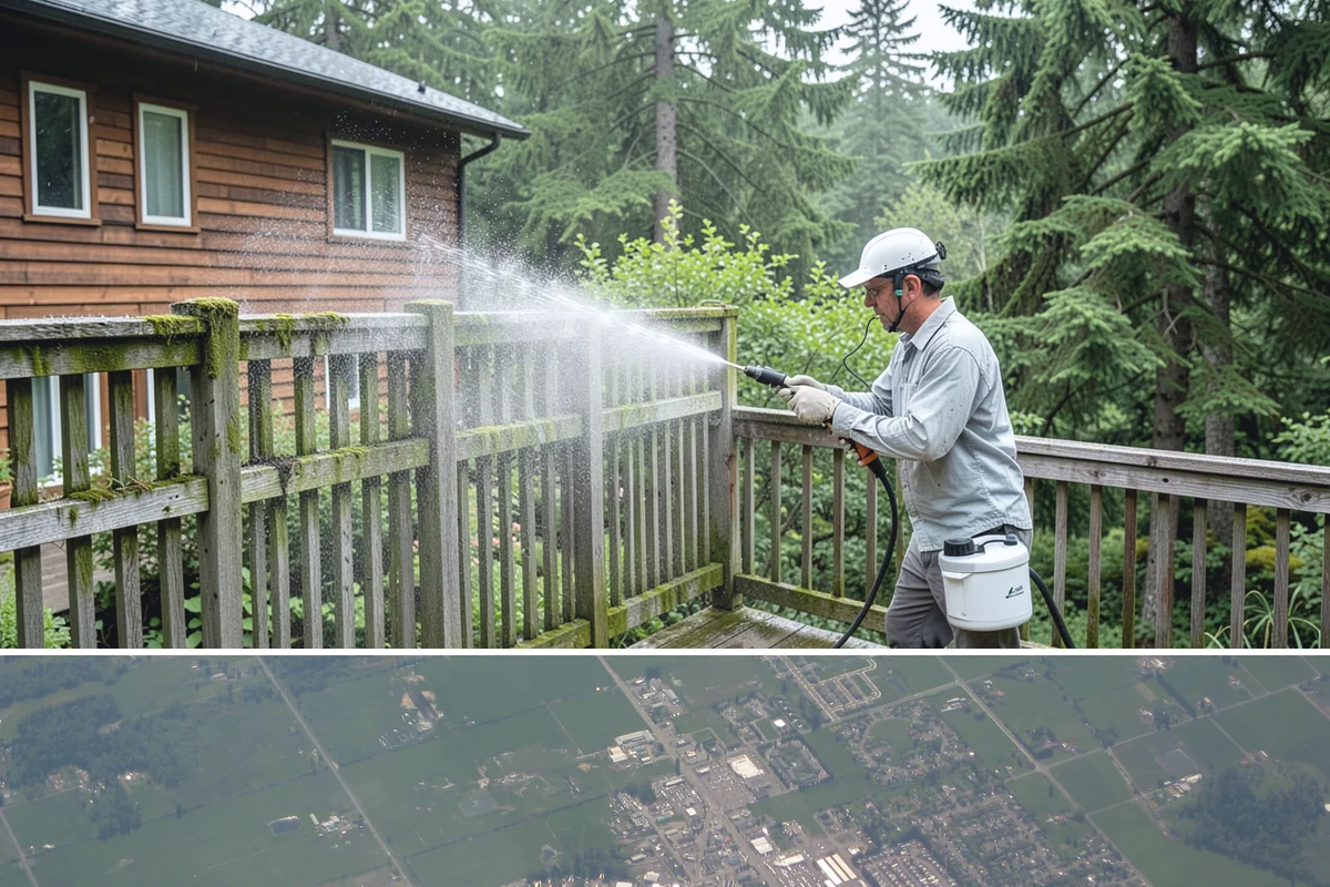 Composite Deck Cleaning in Enumclaw, King County, WA - Composite decks can be cleaned spring through fall, ideally before summer entertaining.