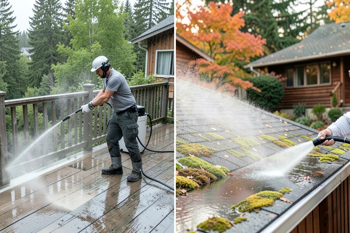 Composite Deck Cleaning in Federal Way, King County, WA - Clear the deck and rinse loose debris