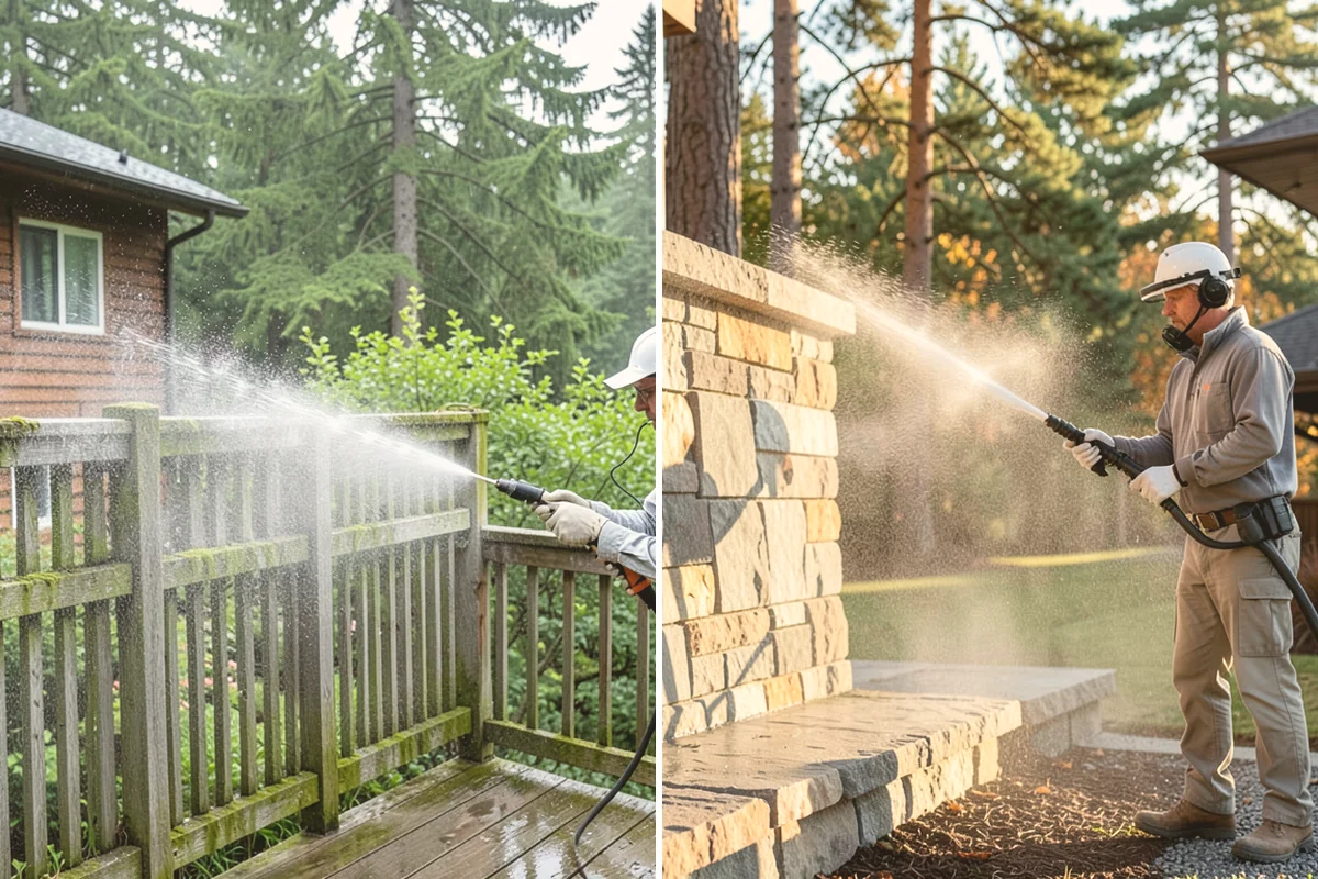 Composite Deck Cleaning in Fife, Pierce County, WA - Clear the deck and rinse loose debris