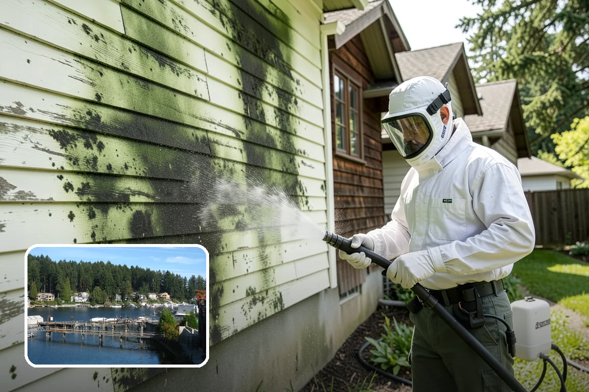 Composite Deck Cleaning in Gig Harbor, Pierce County, WA - Clears mold and algae from textured grain