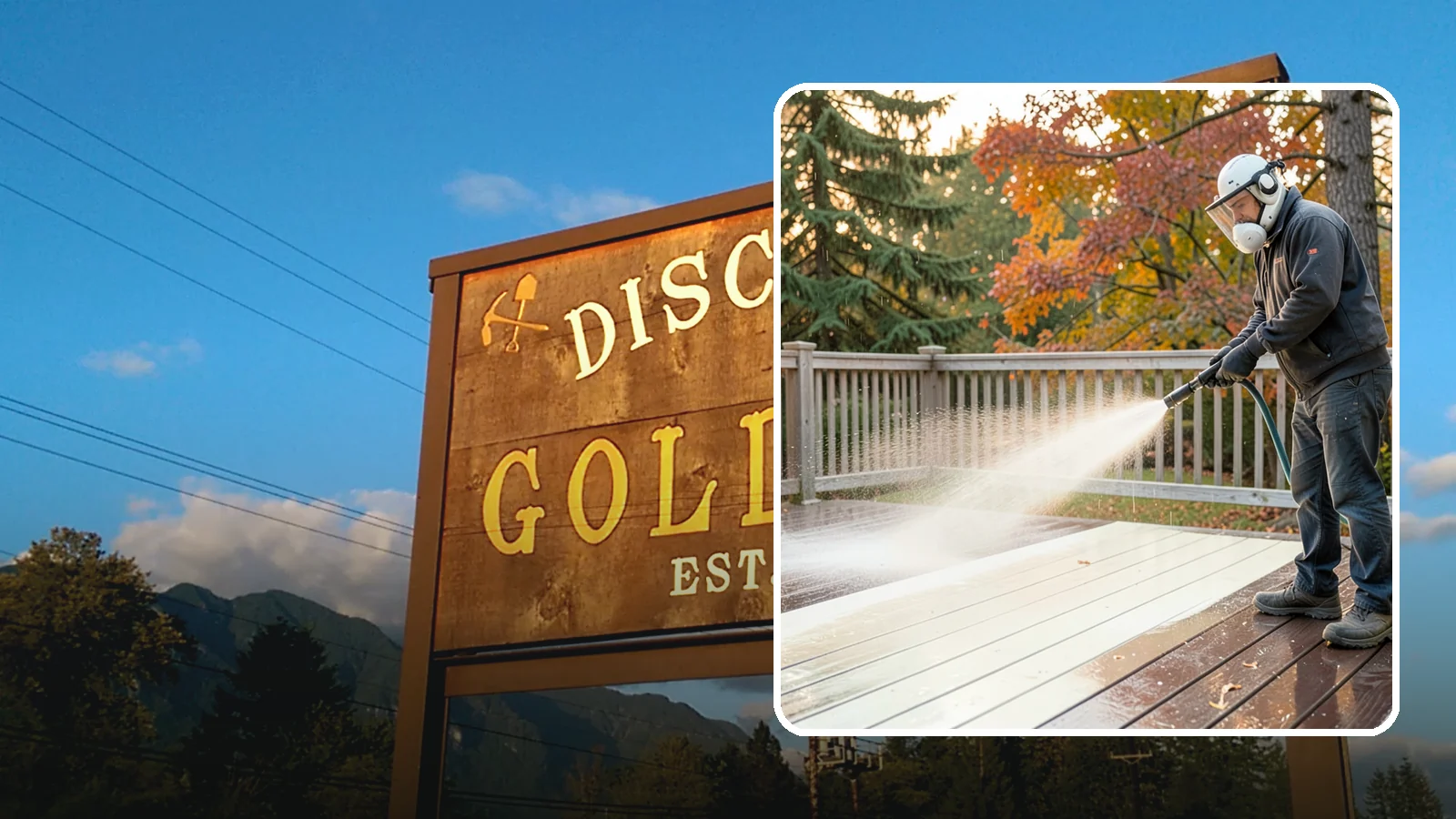 Composite Deck Cleaning in Gold Bar, Snohomish County, WA - Clean composite decking to clear the mold and algae that even Trex-style boards grow in the Northwest.