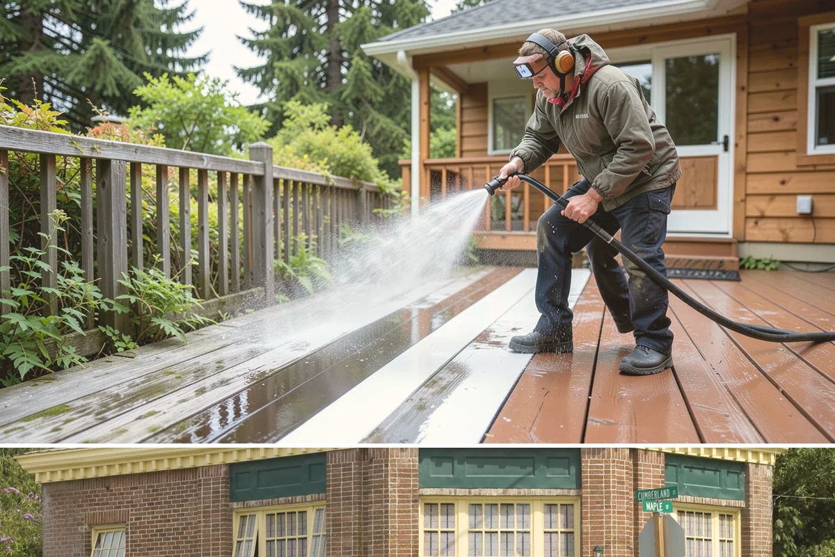 Composite Deck Cleaning in Hamilton, Skagit County, WA - Composite decks can be cleaned spring through fall, ideally before summer entertaining.