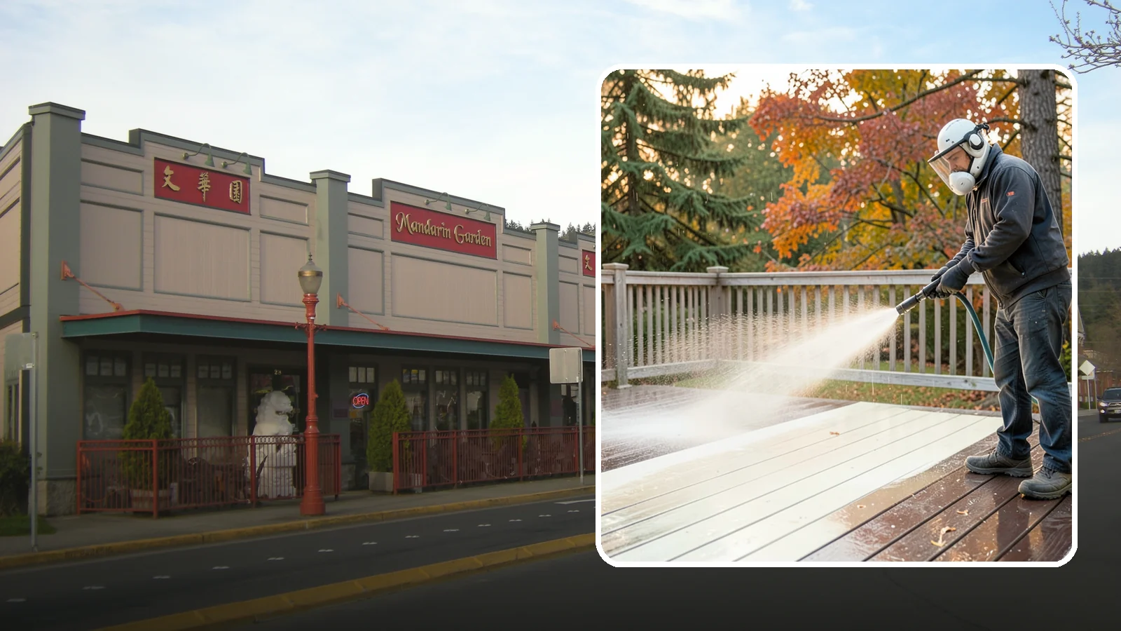 Composite Deck Cleaning in Issaquah, King County, WA - Clean composite decking to clear the mold and algae that even Trex-style boards grow in the Northwest.