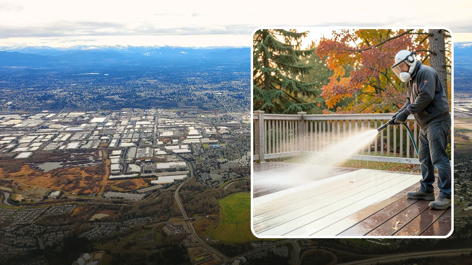Composite Deck Cleaning in Kent, King County, WA - Clean composite decking to clear the mold and algae that even Trex-style boards grow in the Northwest.