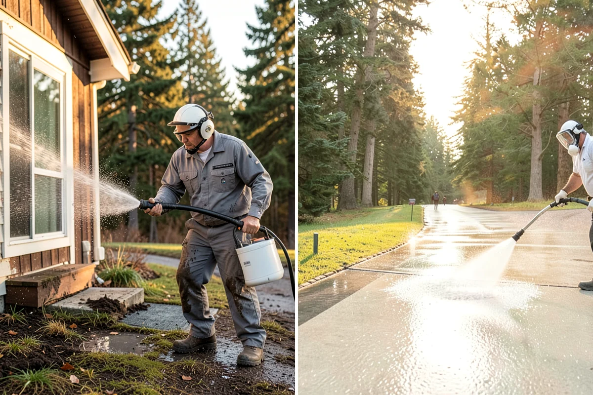Composite Deck Cleaning in Lake Forest Park, King County, WA - Clear the deck and rinse loose debris