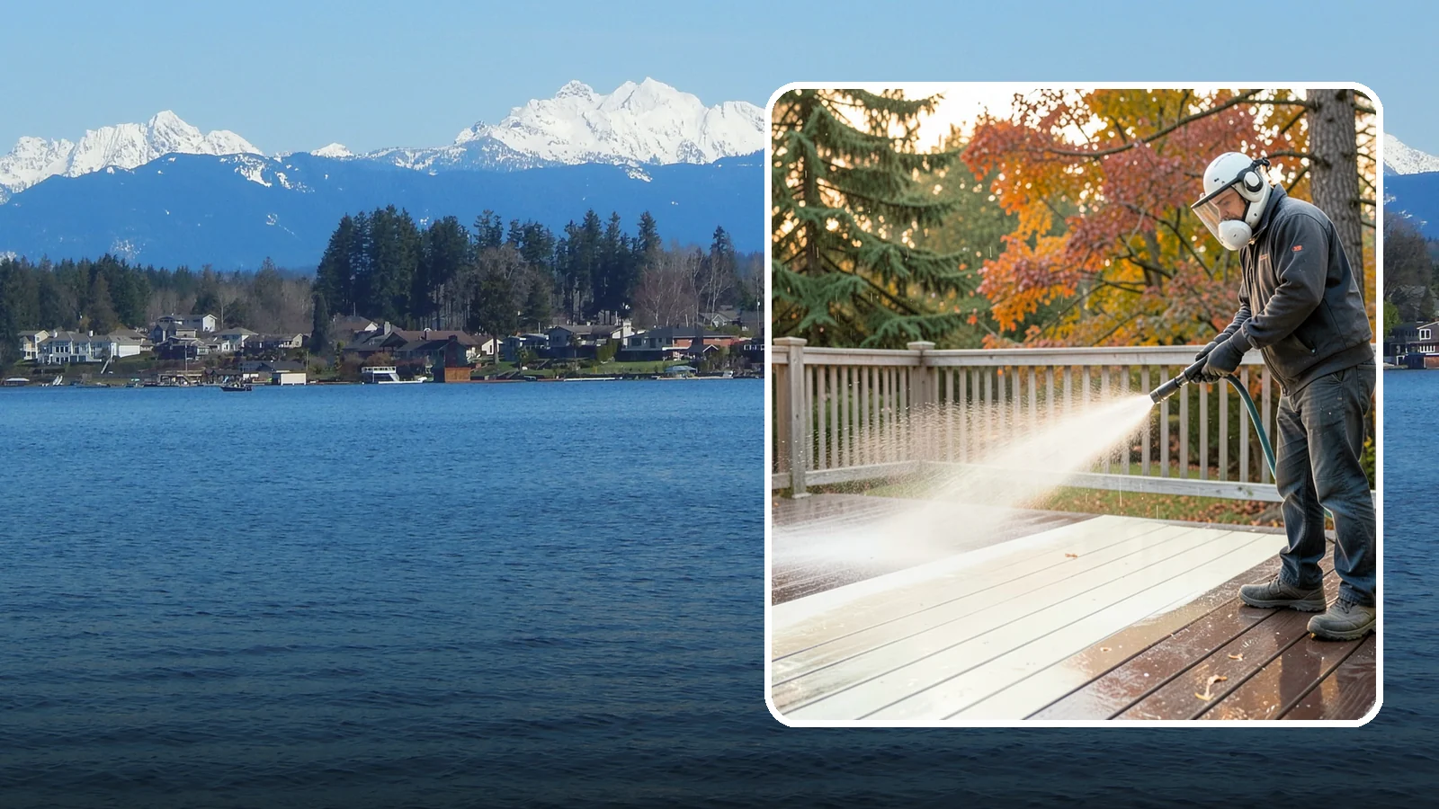 Composite Deck Cleaning in Lake Stevens, Snohomish County, WA - Clean composite decking to clear the mold and algae that even Trex-style boards grow in the Northwest.