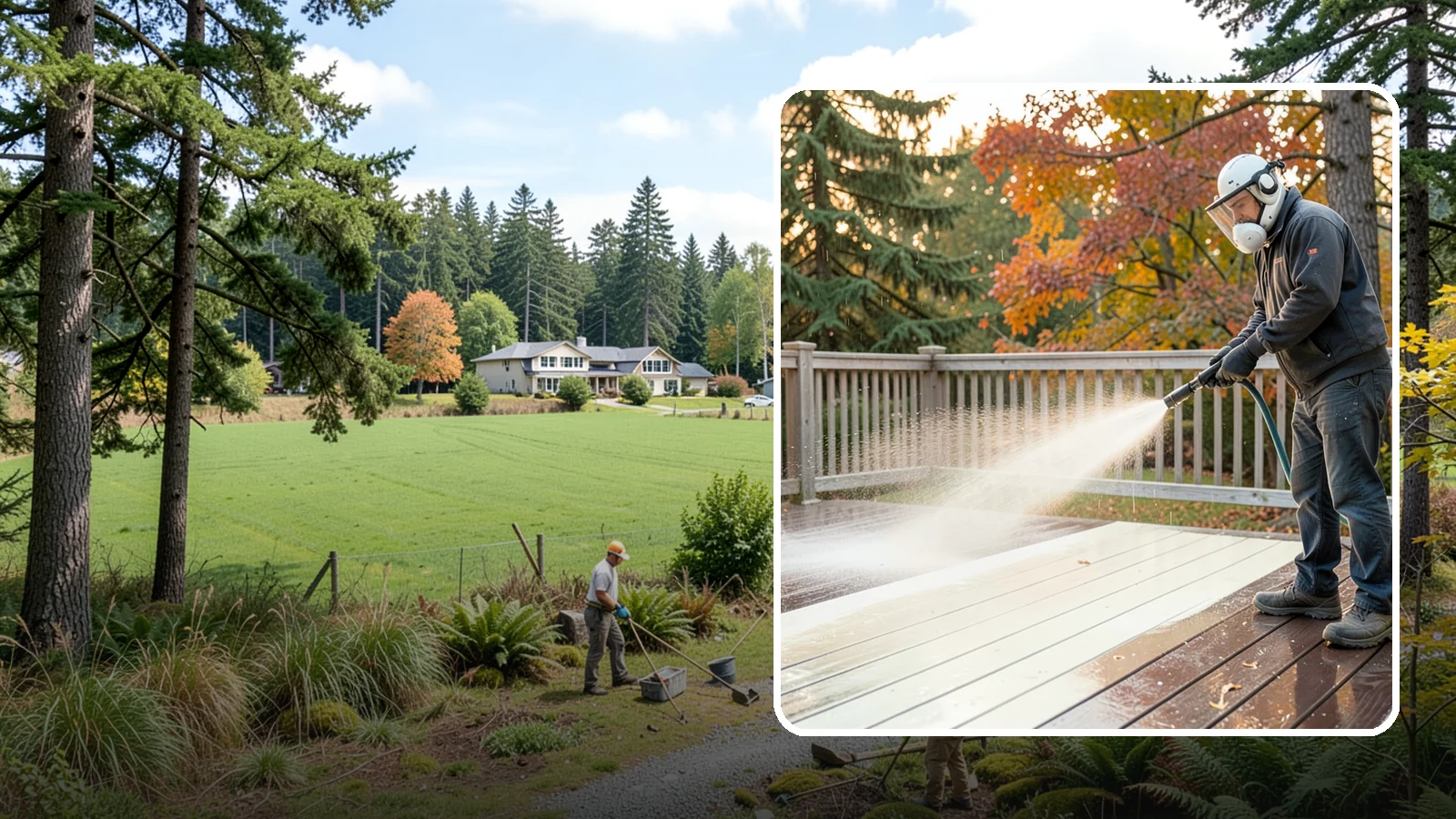 Composite Deck Cleaning in Lyman, Skagit County, WA - Clean composite decking to clear the mold and algae that even Trex-style boards grow in the Northwest.