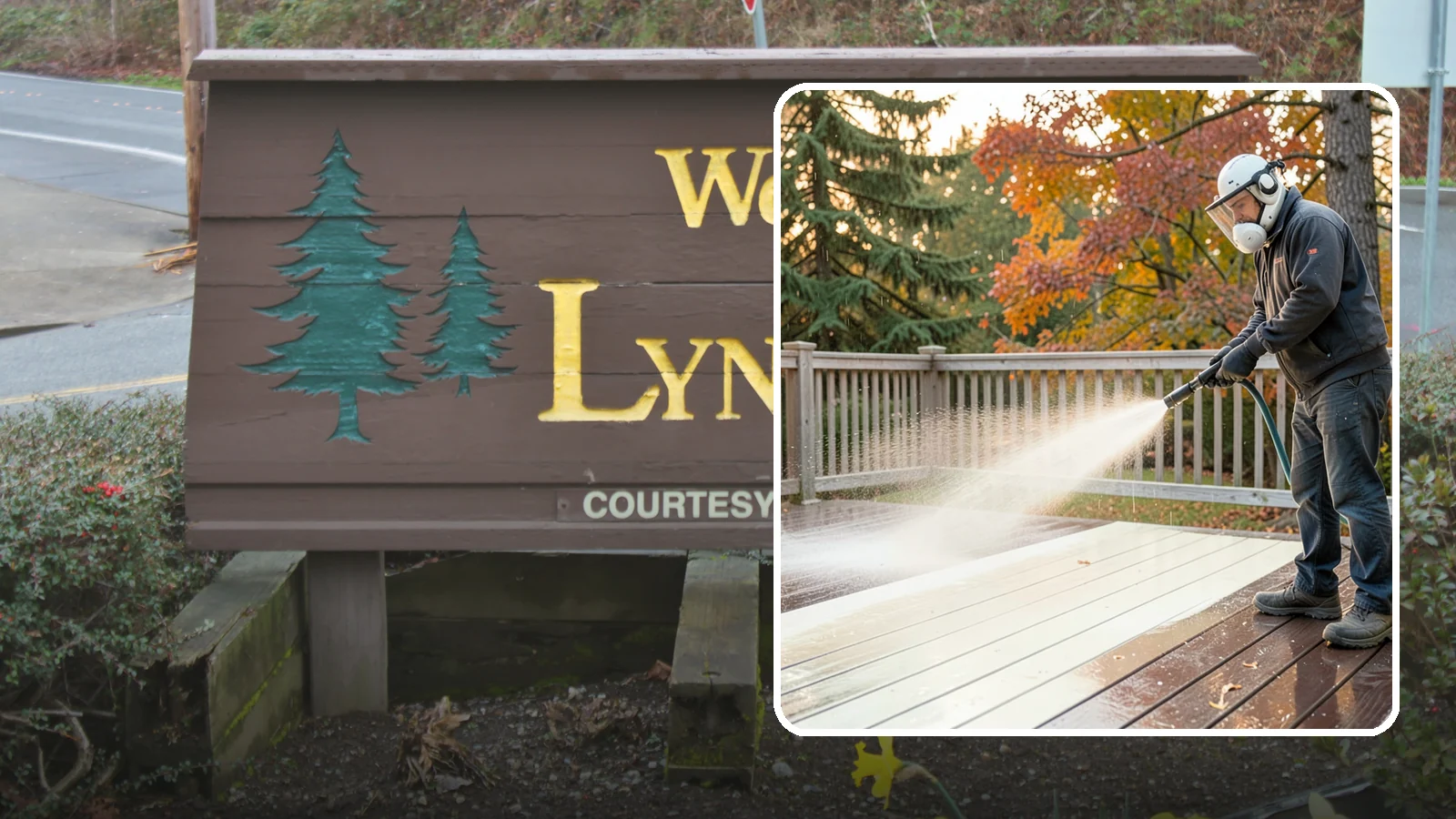 Composite Deck Cleaning in Lynnwood, Snohomish County, WA - Clean composite decking to clear the mold and algae that even Trex-style boards grow in the Northwest.