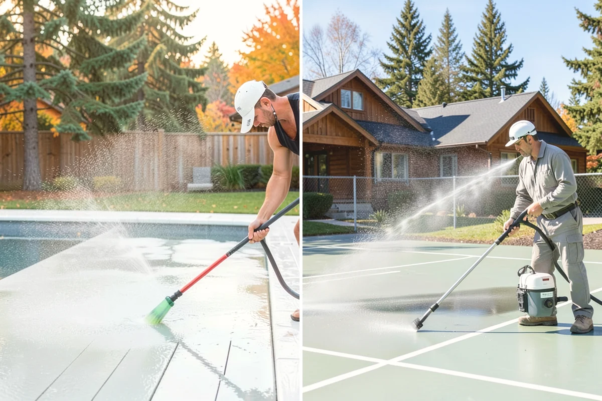 Composite Deck Cleaning in Mercer Island, King County, WA - Clear the deck and rinse loose debris